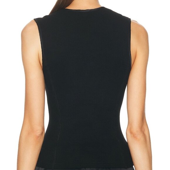 SABLYN Sabrina Fitted Scoop Neck Tank Top With Seaming in Black knit sweater - Picture 2 of 7